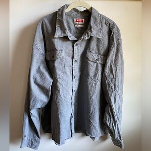 Men’s WRANGLER Premium Quality Gray Button Down Shirt Cotton Blend Size 3XL